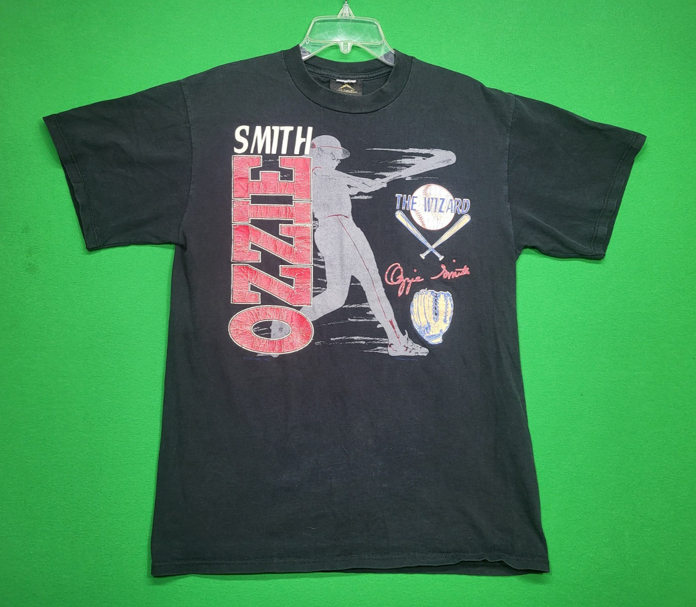 Vintage Ozzie Smith The Wizard T-Shirt Men’s Black Graphic Print See Measurement