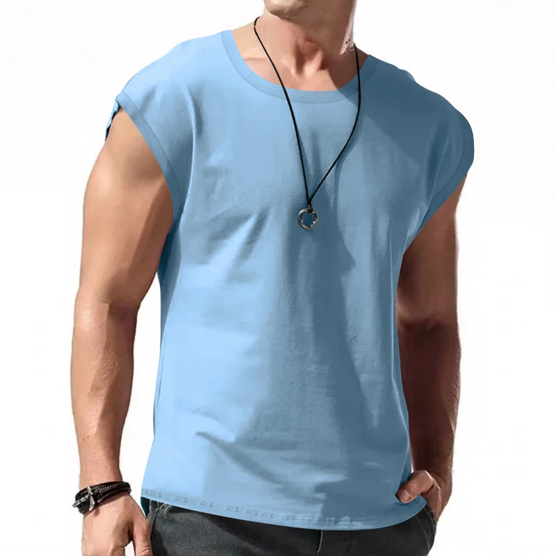 "Men's Sleeveless T-Shirt Summer Sports Vest Casual Loose Fit Top" gallery
