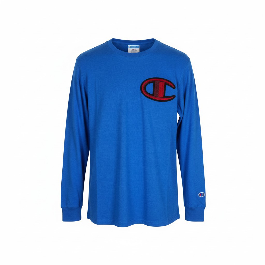 Champion Heritage Men’s Running Wave Long Sleeve Blue T-Shirt