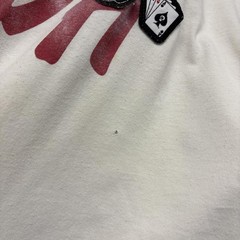 Guess Graphic Tee, White Y2K Biker Grunge, Small Hole, XL