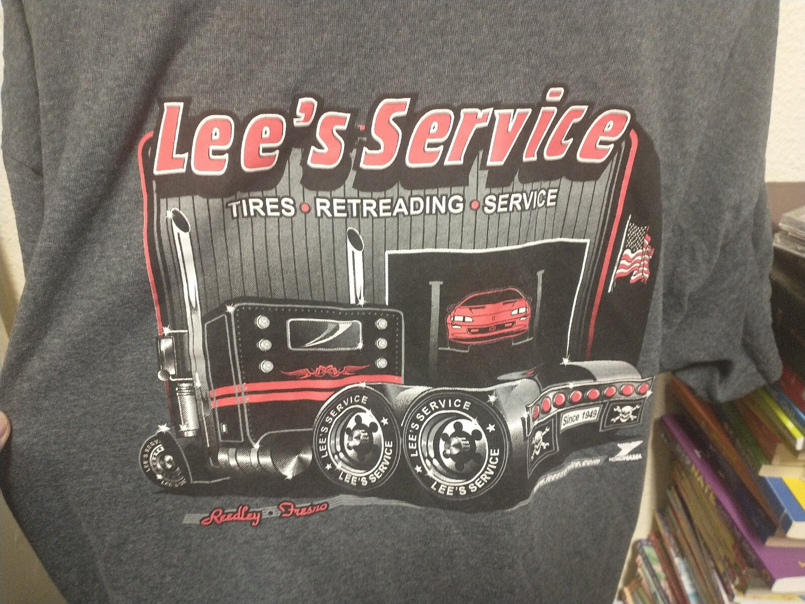 LEES TIRE SERVICE FRESNO REEDLEY CONVENTIONAL TRUCK T SHIRT GRAY 2XL
