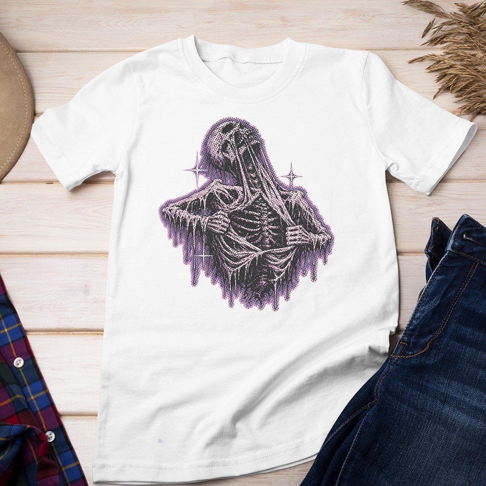 Retro Skeleton Ripping Rip Cage 90s Unisex T-shirt | Skull Lover Gifts for Men gallery