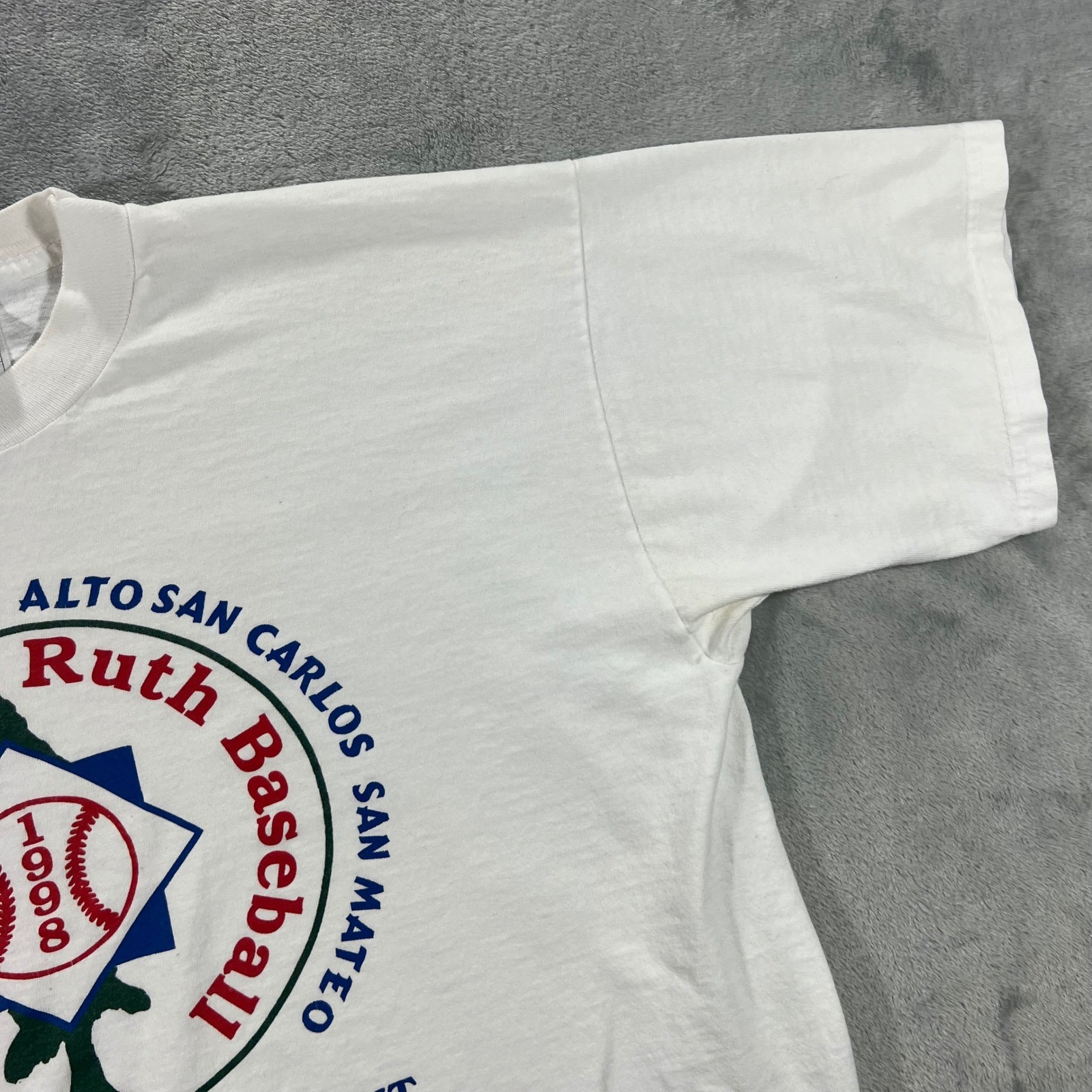 1998 Palo Alto Babe Ruth Baseball T-Shirt Mens XL White Baylands San Mateo Youth gallery
