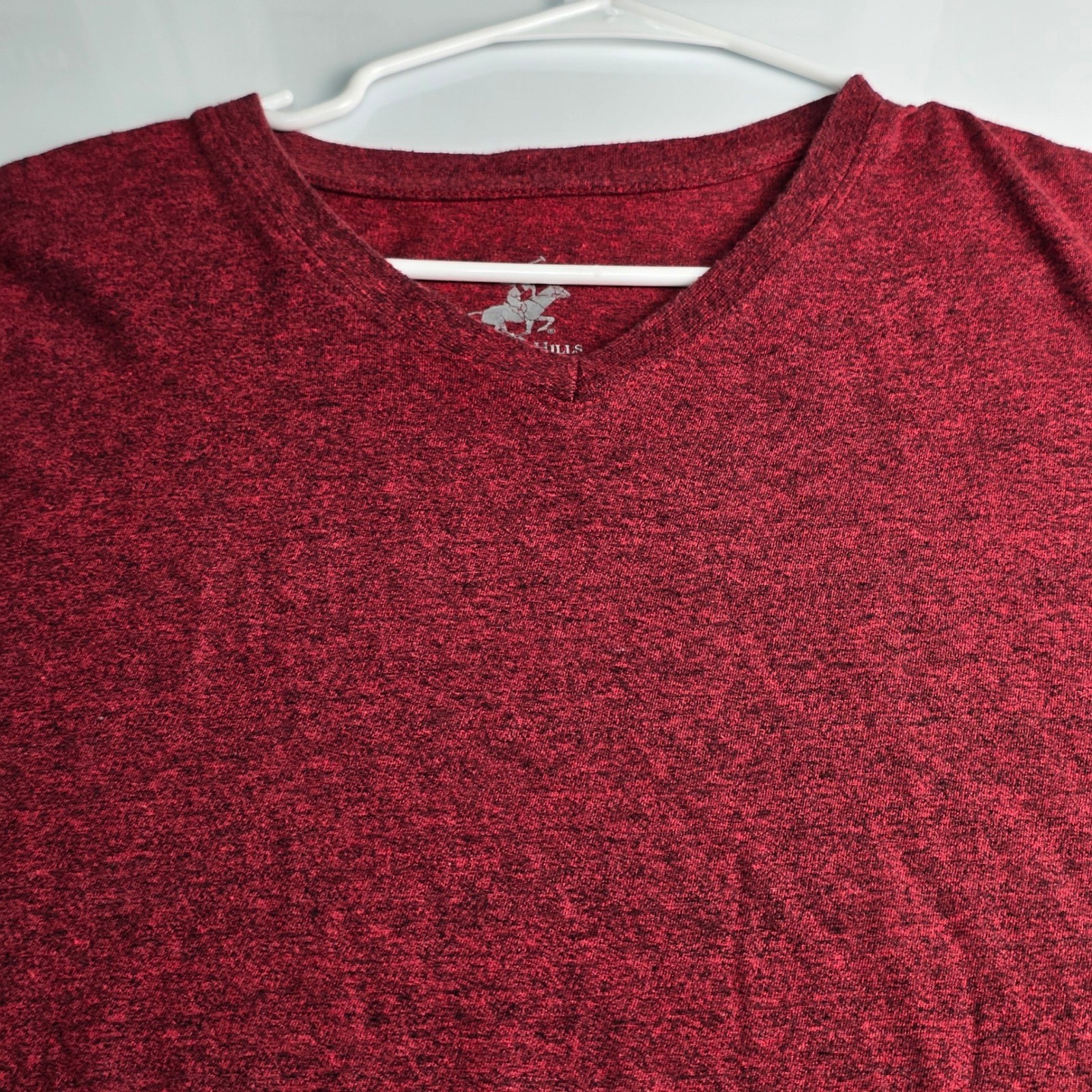 Beverly Hills Polo Club T-Shirt Mens Large Burgundy Heather V-Neck Short Sleeve gallery