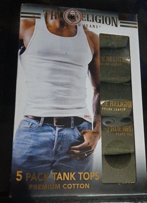 TRUE RELIGION 5 PACK TANK TOPS MEN Small Green