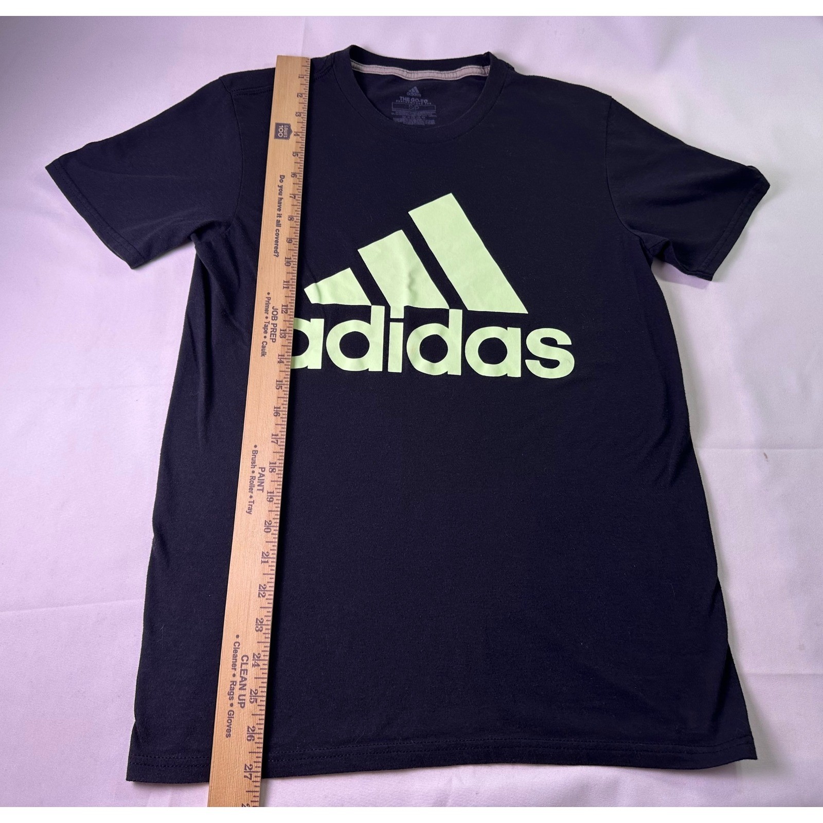 Adidas The Go-To Performance Tee Shirt Mens Small Black Neon Green Climalite S gallery