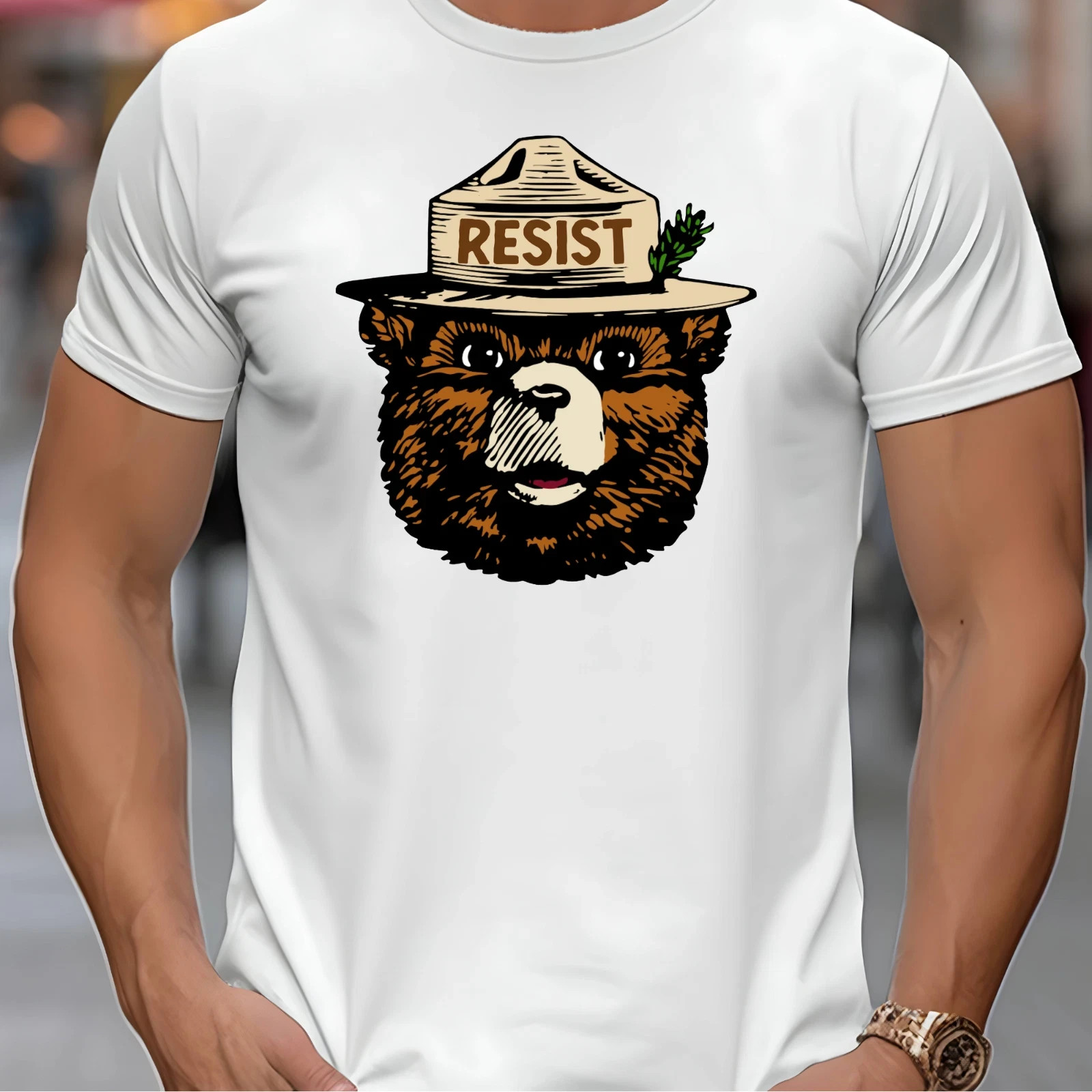 RESIST SMOKEY THE BEAR FASCISM ANTI TRUMP MAGA Political T-Shirt Reprint gallery