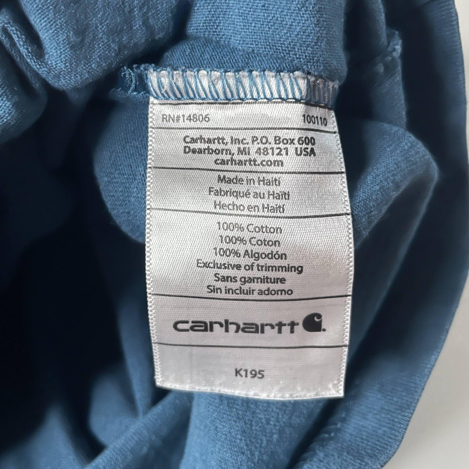 Carhartt K195 Men's Blue Logo Graphic Print Crew Neck Tee Original Fit L gallery