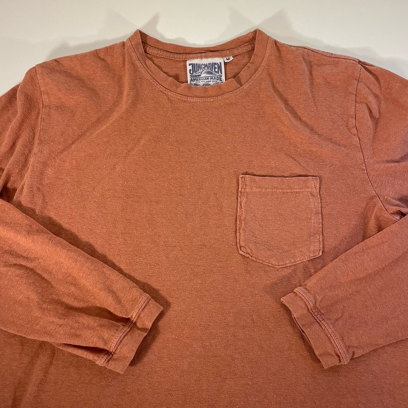 Jungmaven Pocket T Shirt Burnt Orange Long Sleeve Hemp Organic Cotton Men Medium gallery