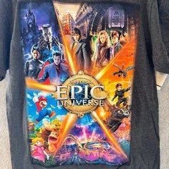 NWT Universal Epic Universe Grand Opening 2025 T-Shirt Mens Small Gray Graphic