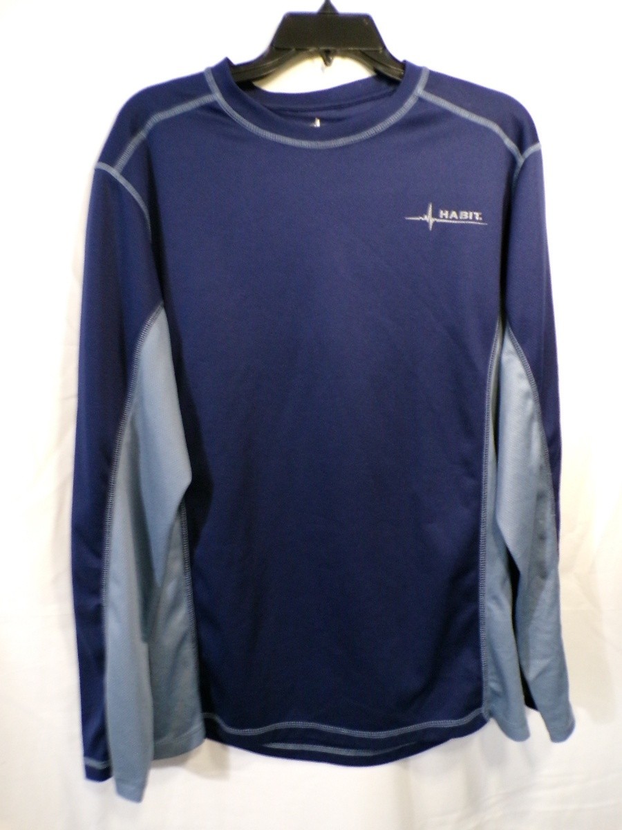 Habit Pacific Trek Men T-Shirt Large Long Sleeve Performance Crew Blue