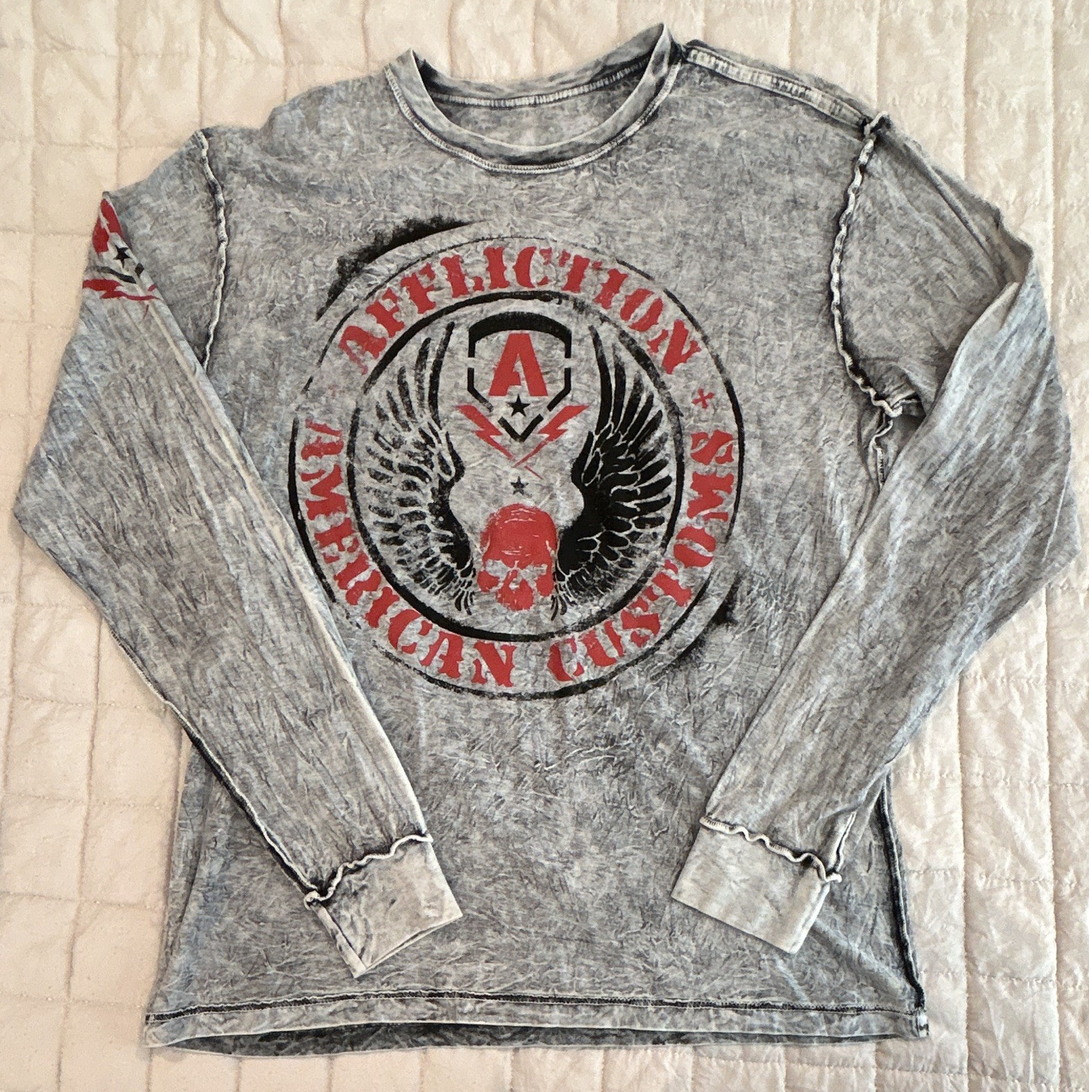 Reversible Affliction American Customs Gray Long Sleeve Tee Men's XL gallery