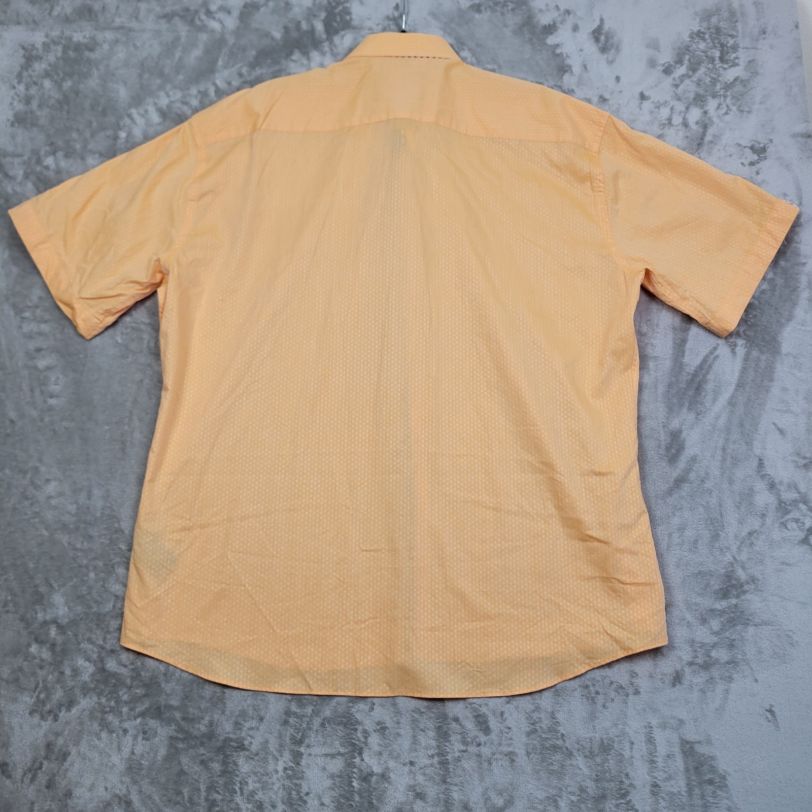 Maceoo Mens 4XL Orange Geometric Short Sleeve Shirt Casual Italian Cottton gallery