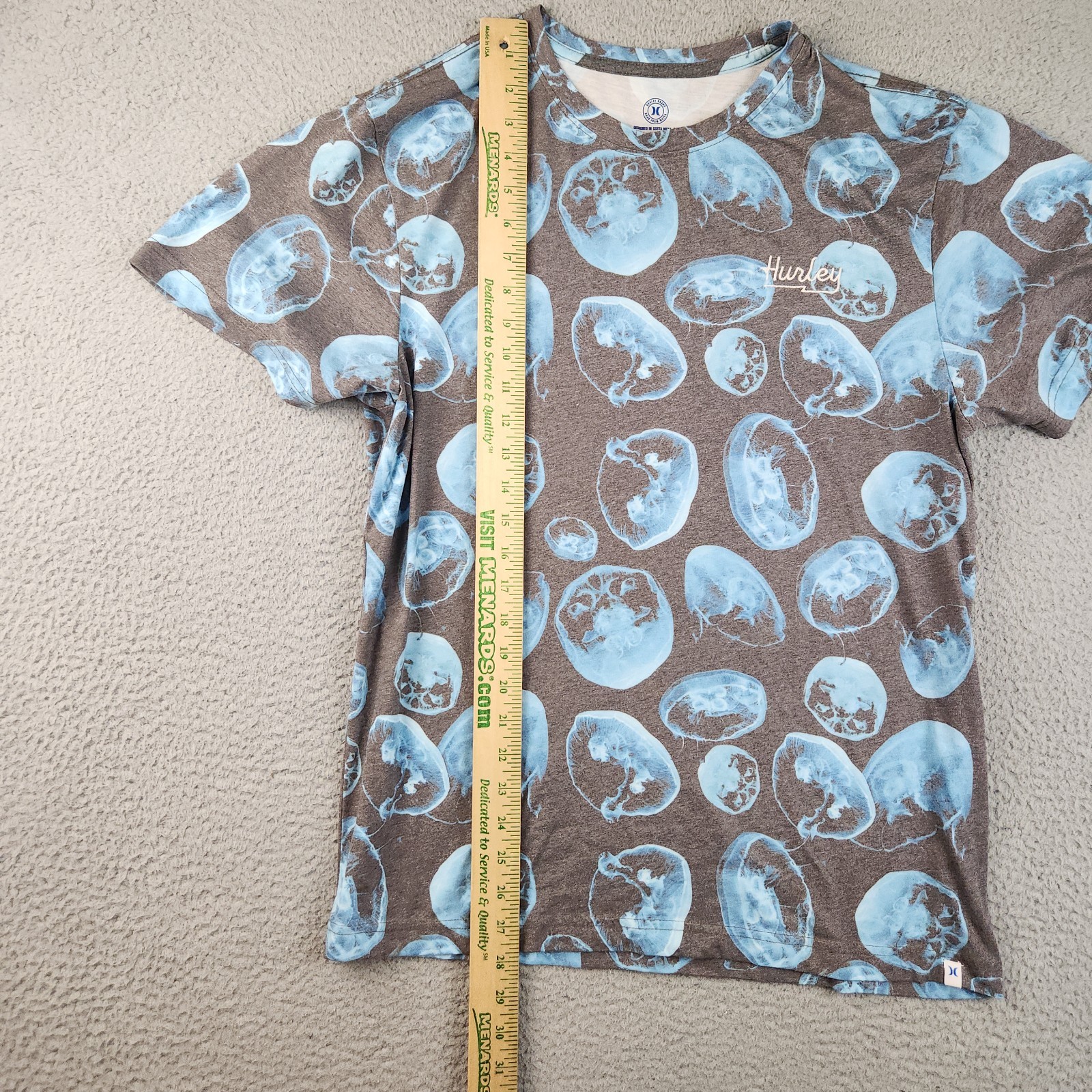 Hurley Jelly Fish Sublimated Shirt All Over Print Ultra Soft Men's Medium Surf gallery