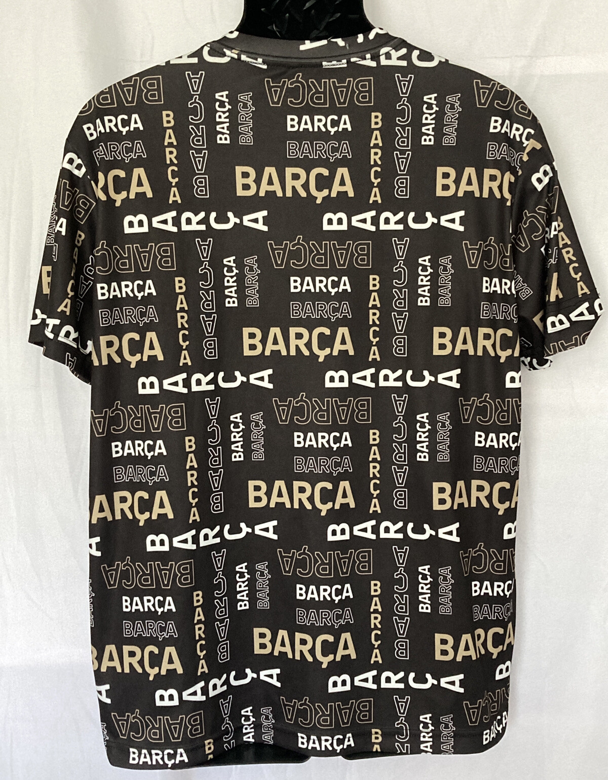 Barca FC Barcelona Mens Polyester Tshirt Sz L Black All Over Print Soccer Futbol gallery