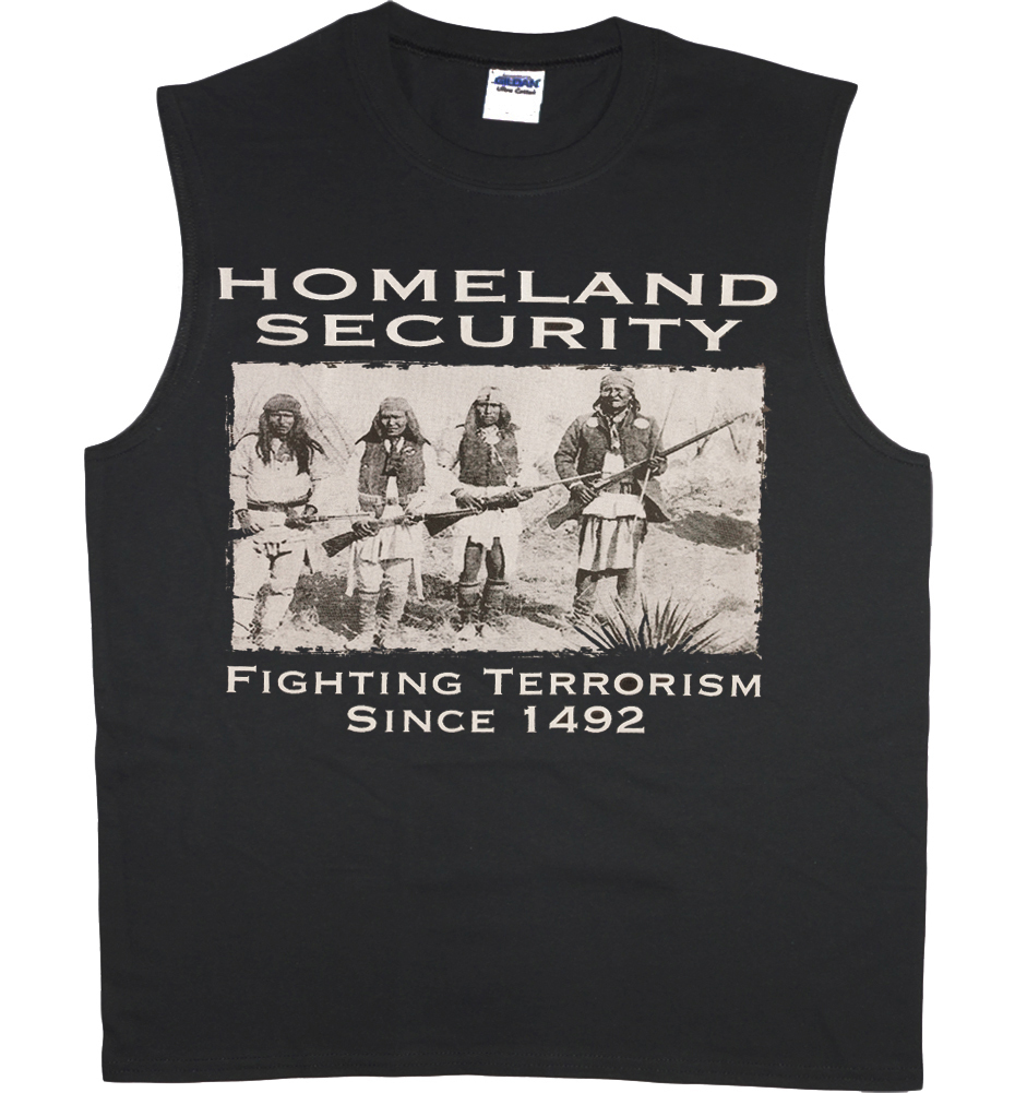 Men's sleeveless shirt Homeland Security Indian funny saying muscle tee tank top gallery