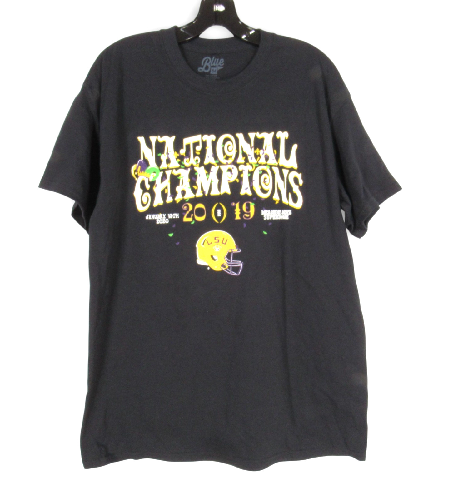 BLUE84 Black Twill 2019 NATIONAL CHAMPIONSHIP LSU TIGERS FOOTBALL T-Shirt/Tee L