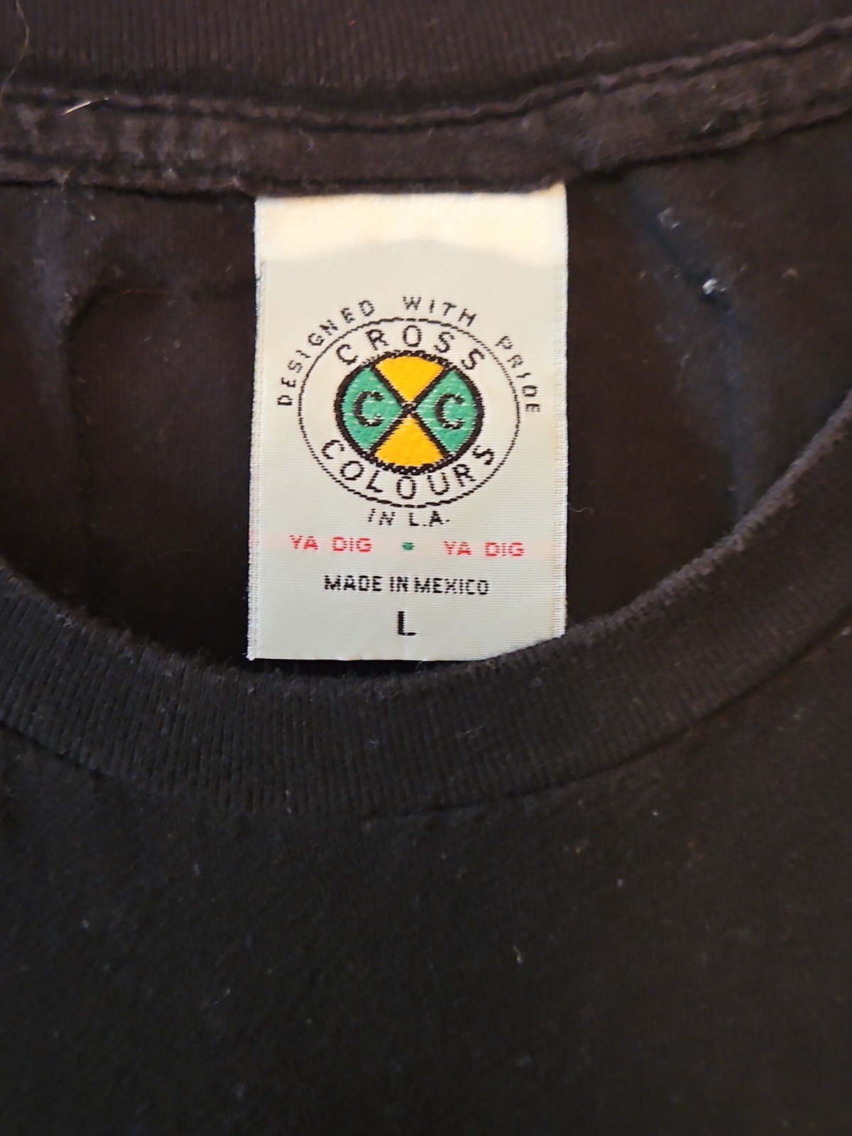 Cross Colours Stop The Violence Men L Black T Shirt Back Neck Patch Missing Tag gallery