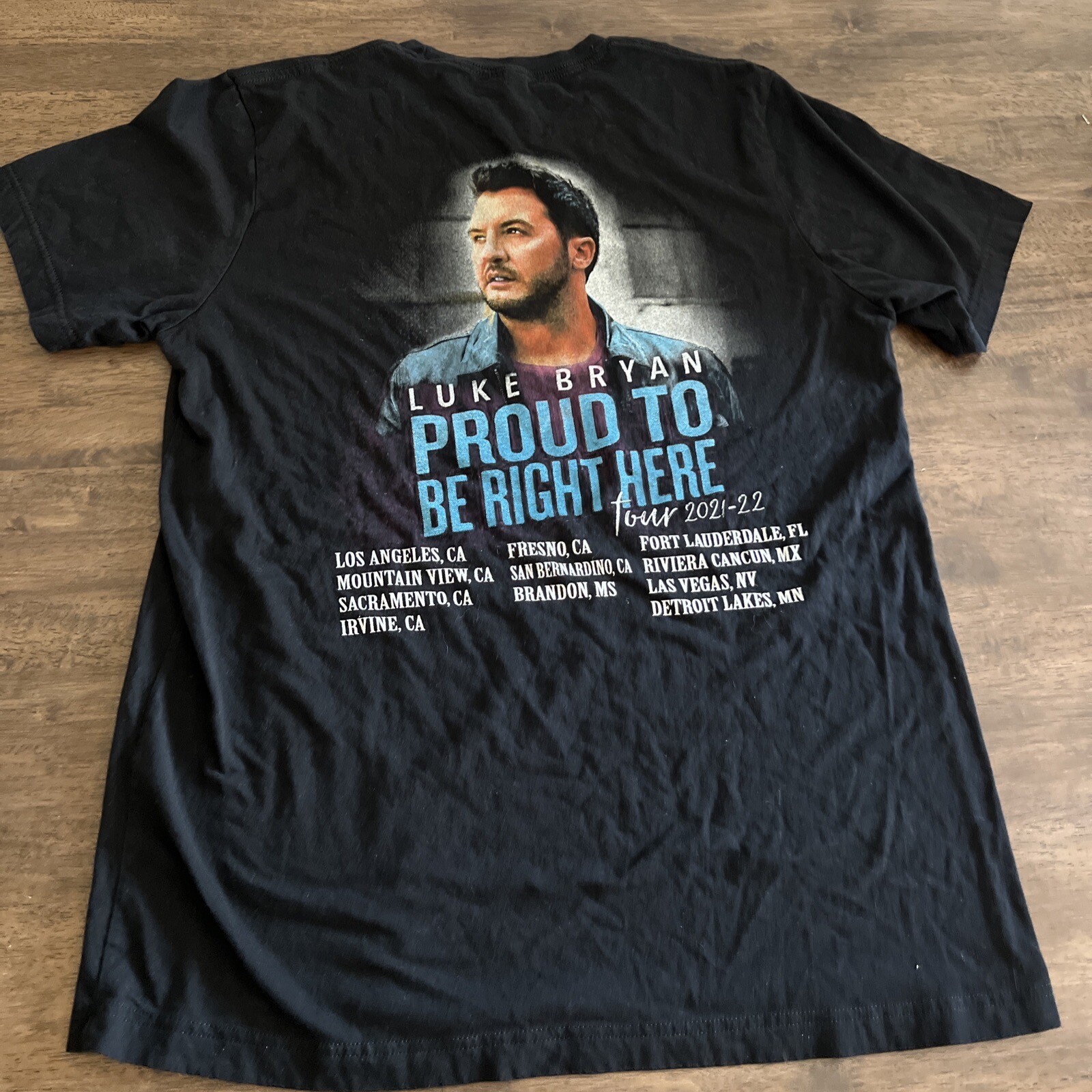 Luke Bryan Proud To Be Right Here Tour 2021 T-Shirt Size Large L Double Sided