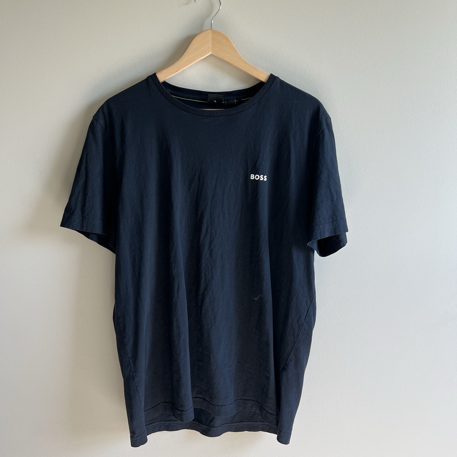 Boss men's t-shirt XL blue logo fancy trendy modern soft material Pima Cotton gallery