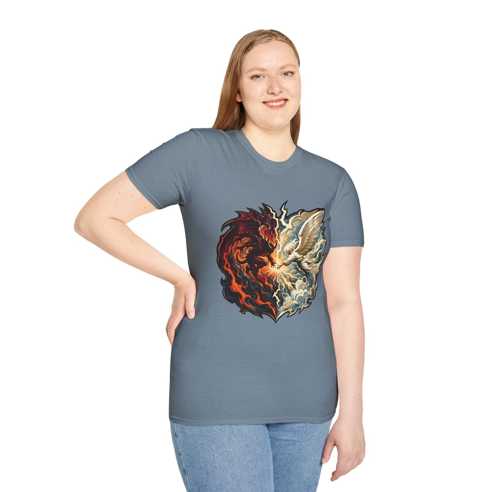 Demon Angel Clash Dark Fantasy Heaven Hell Unisex Softstyle T-Shirt