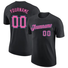 Custom Black Pink Light Blue Performance T-Shirt Personalized Team Gift for Men