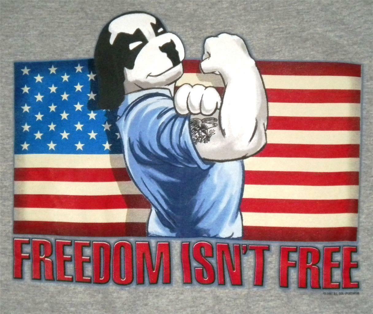 Freedom Isn't Free Flex Muscle Flag Big Dogs T Shirt Med Large 2X 4X 5X Gray gallery