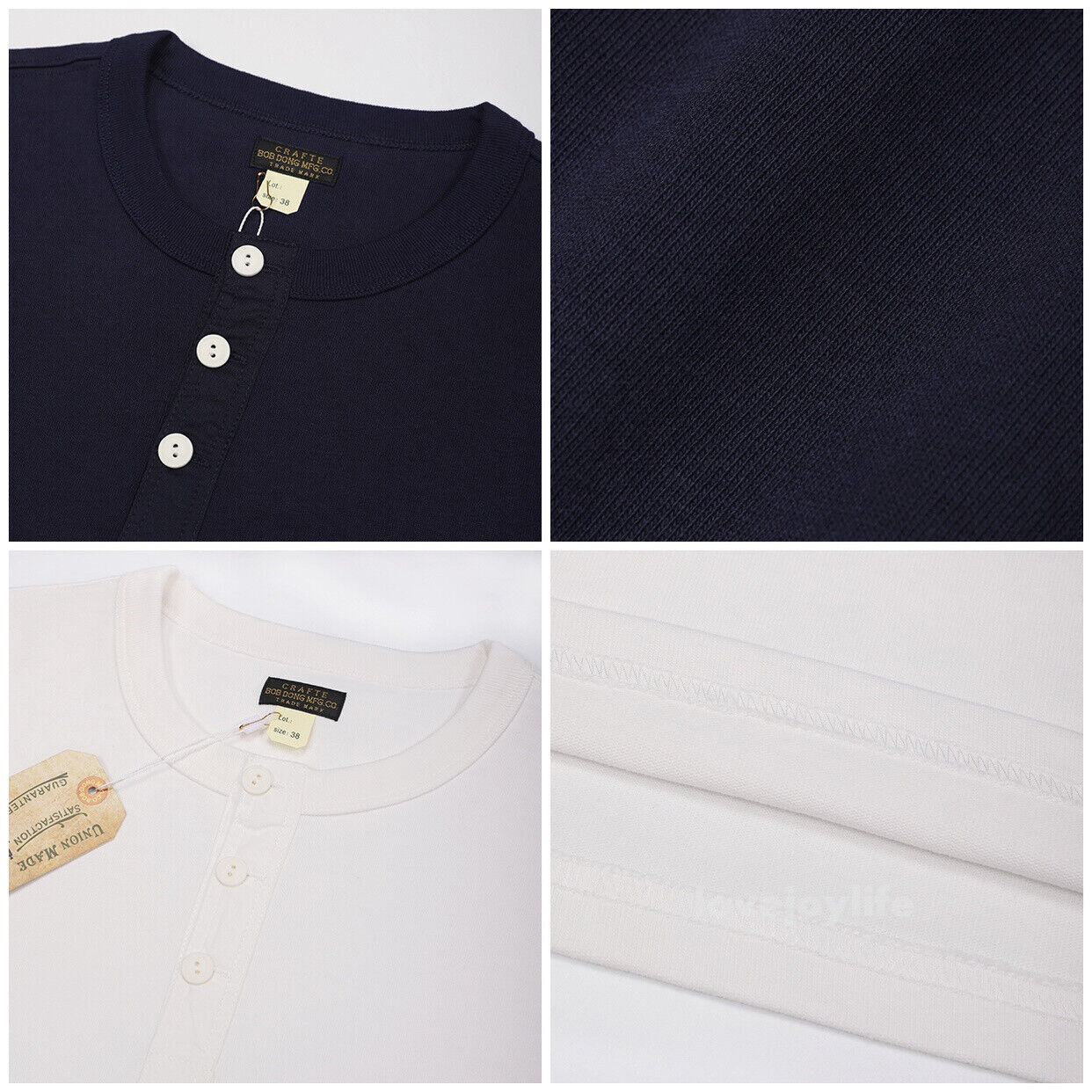 BOB DONG Fall Winter Basic Shirt Cotton Men's Long Sleeve Henley Shirt Slim Top gallery