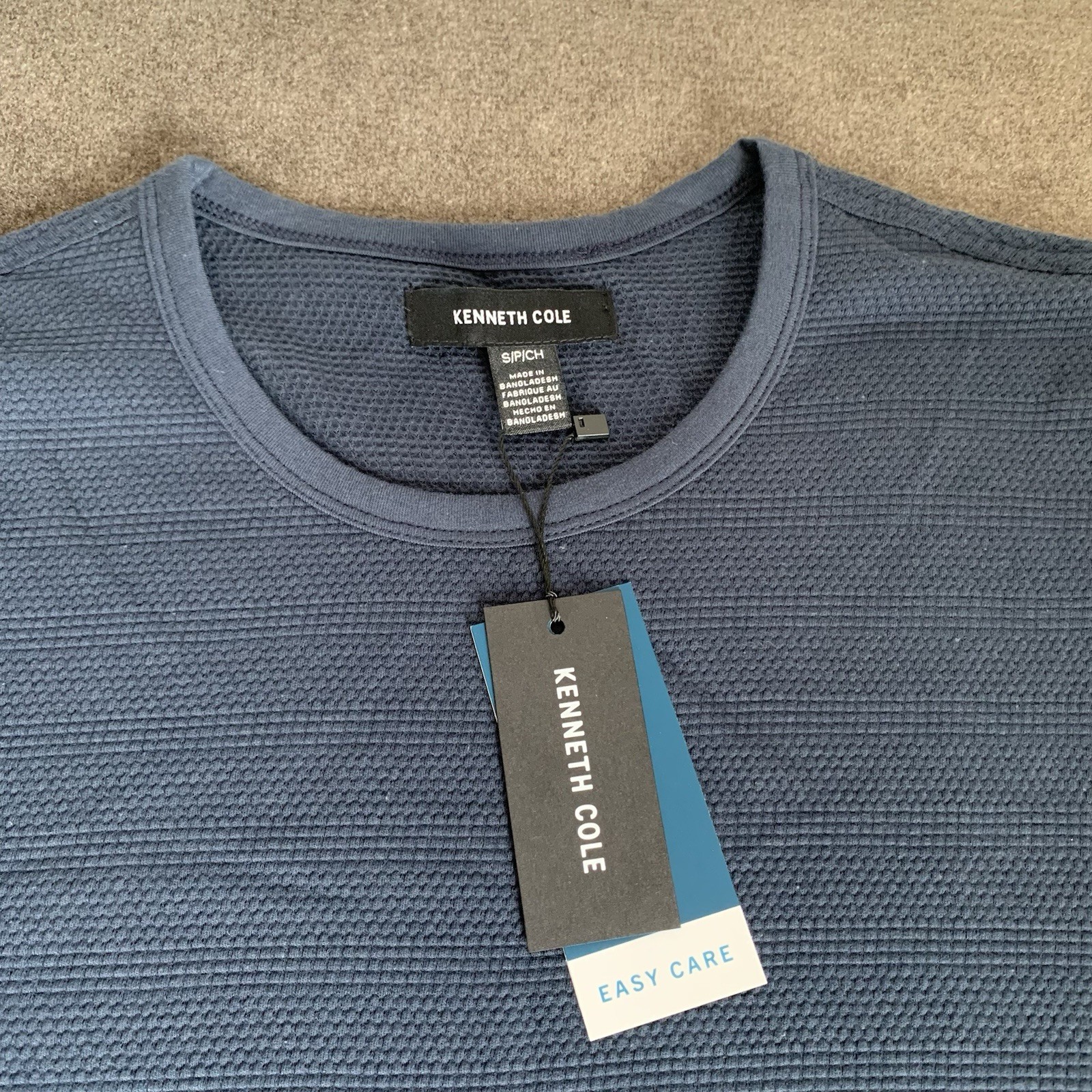 Kenneth Cole Men's Small S Slim-Fit Textured T-Shirt Navy Blue 4 Way Stretch gallery