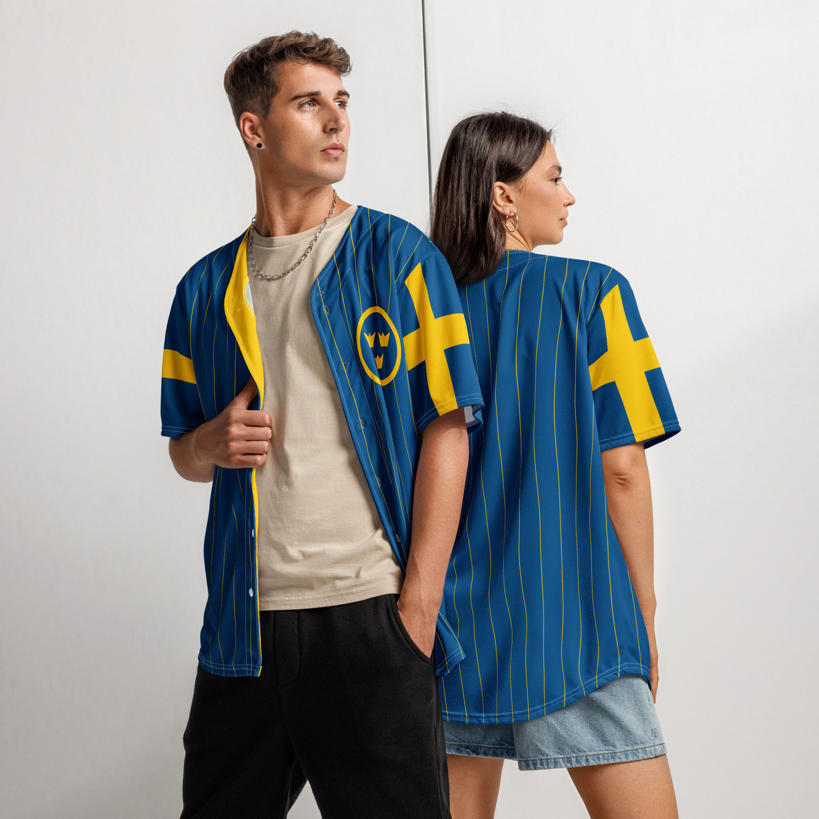 Sweden Baseball Jersey, Adult Unisex, Moisture Wicking, Eco Friendly