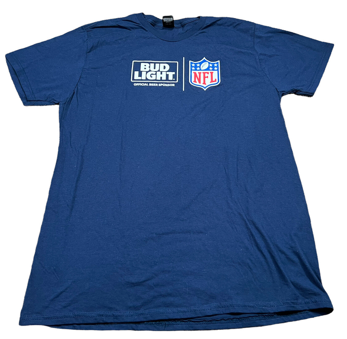 Bud Light Official Beer Sponsor NFL T-shirt-Size XL Blue 32 Team See Measurement