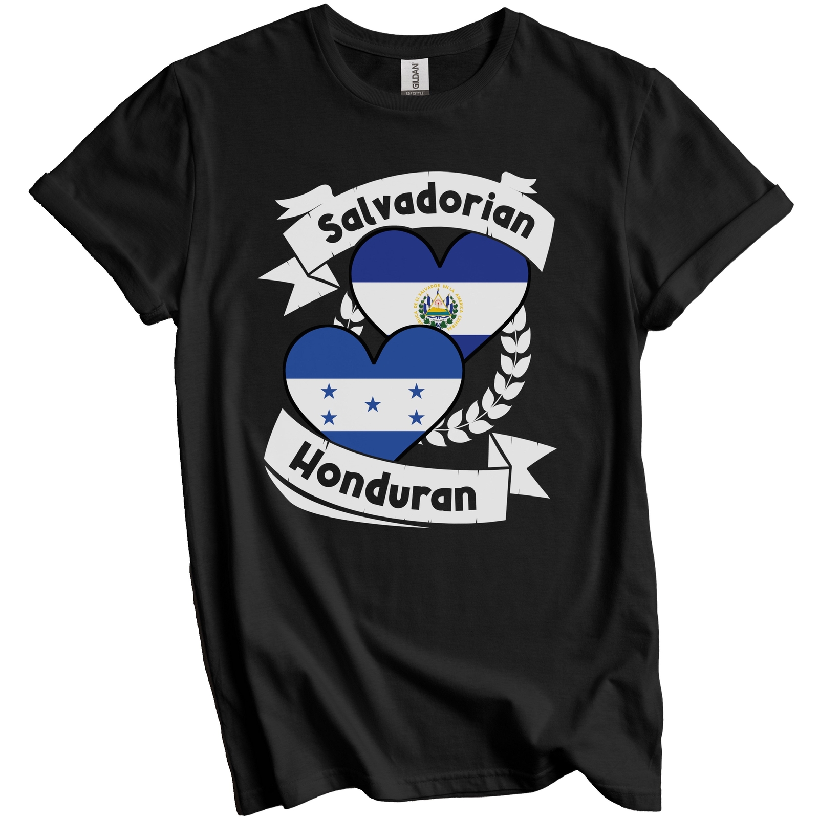 Salvadorian Honduran Heart Flags El Salvador Honduras T-Shirt gallery