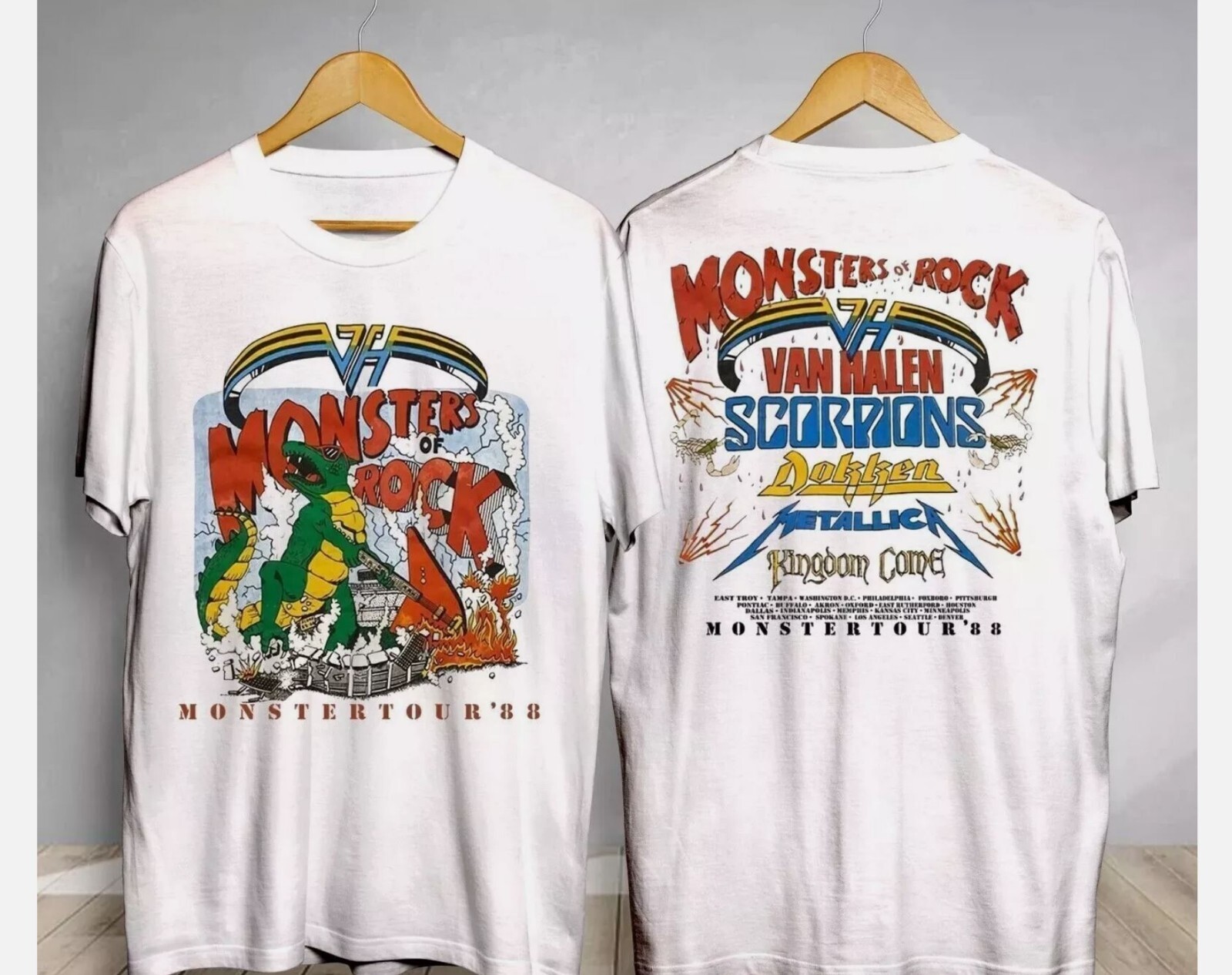 Vintage Monsters of Rock Tour 1988 T-Shirt Tour Halen Van Gift Fans gallery