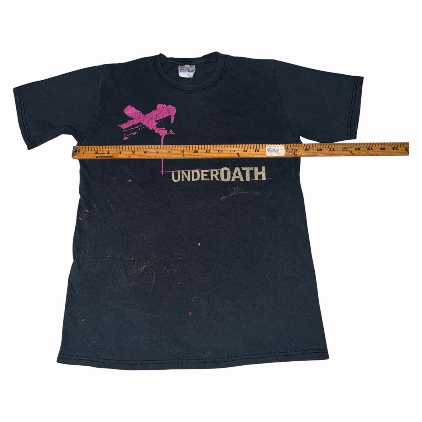 Vintage UnderOath Pink X Band Metalcore T Shirt Mens Small Distressed Flawed Y2k gallery