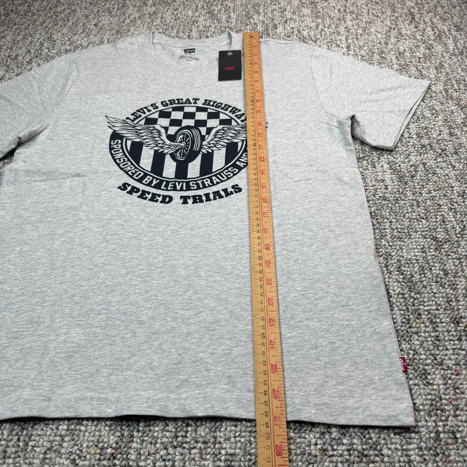 Levis Shirt Mens Small Relaxed Great Highway Speed Trials Short Sleeve Gray NWT gallery