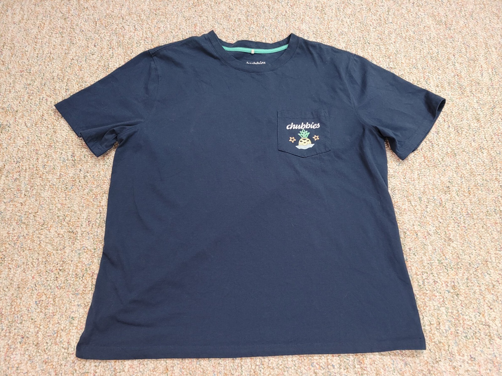 Chubbies Shirt Mens 2XL Blue Pocket Tee Logo Taco Weekend Neon Pineapple Casual