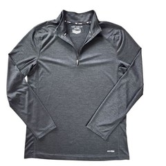 Tek Gear DryTek Men Top Running Layering Shirt 1/4 Zip Pullover Charcoal