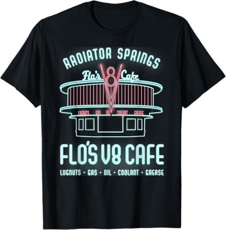Disney Pixar Cars Flo's V8 Cafe Neon T-Shirt Size S - 5XL Gift For Friends gallery