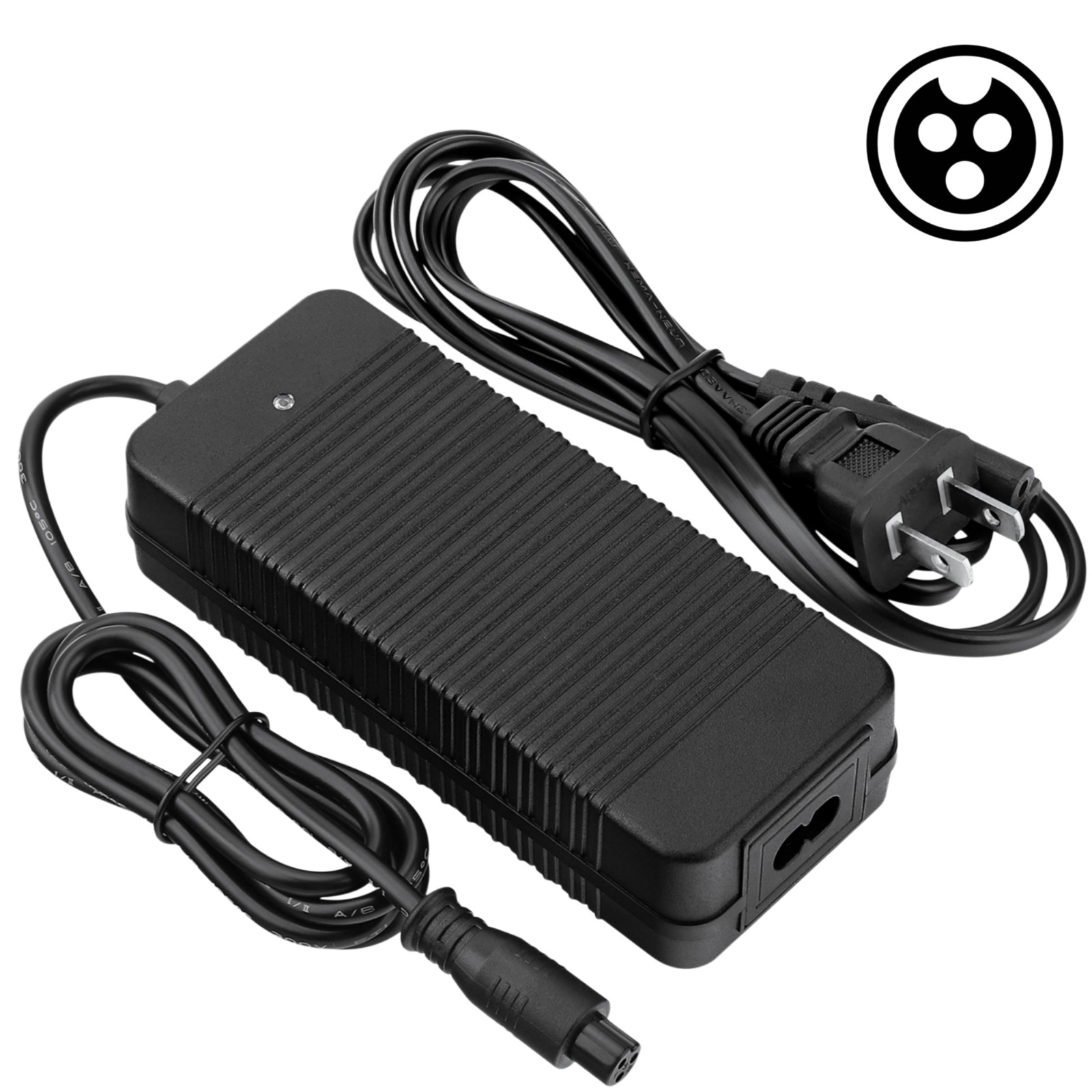 42V 2A Power Adapter with Mini 3-Prong Connector for 36V Lithium Battery Power