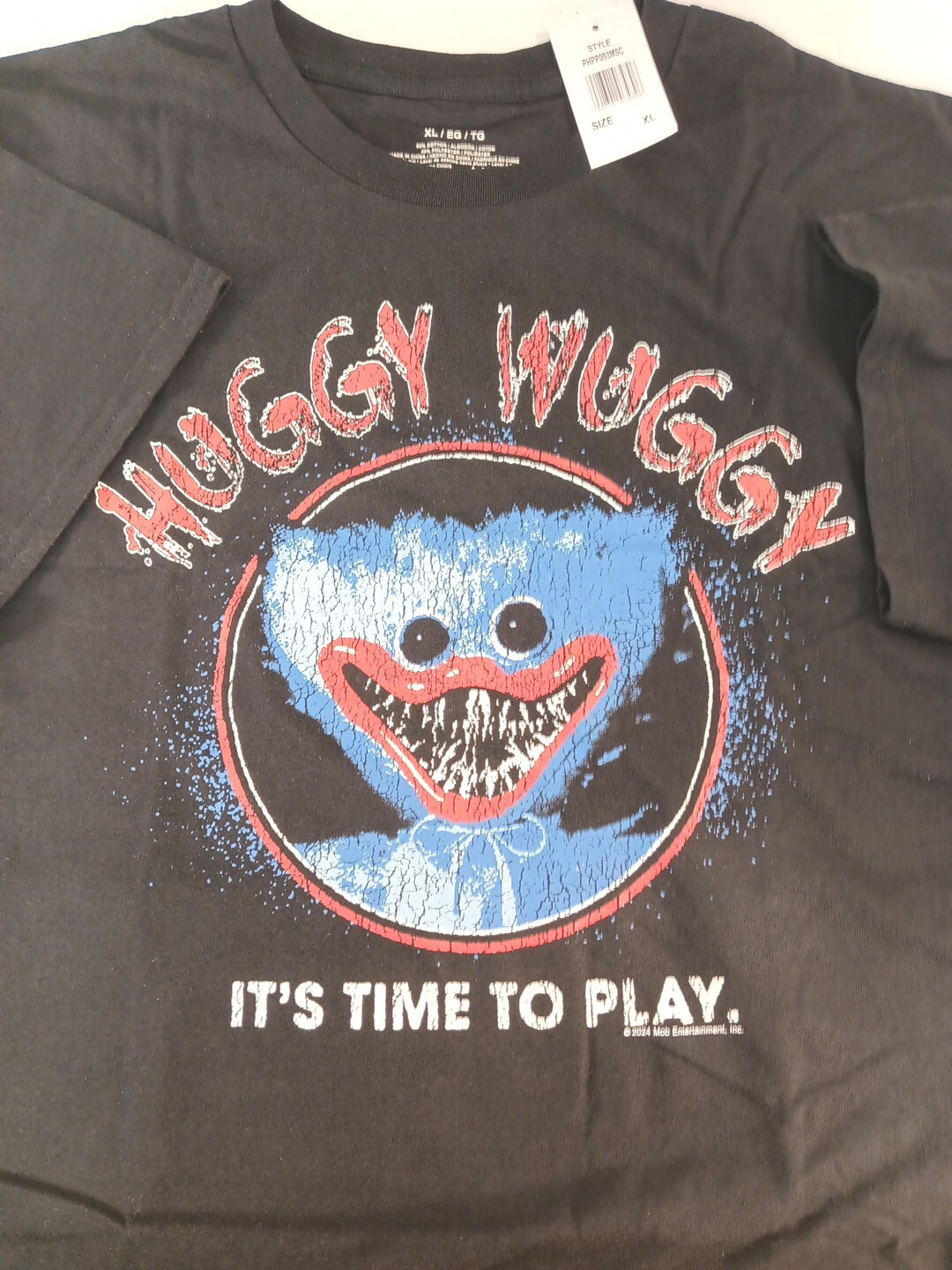 Poppy Playtime Huggy Wuggy "It's Time To Play" Black Unisex Shirt- Xl Large- NWT gallery