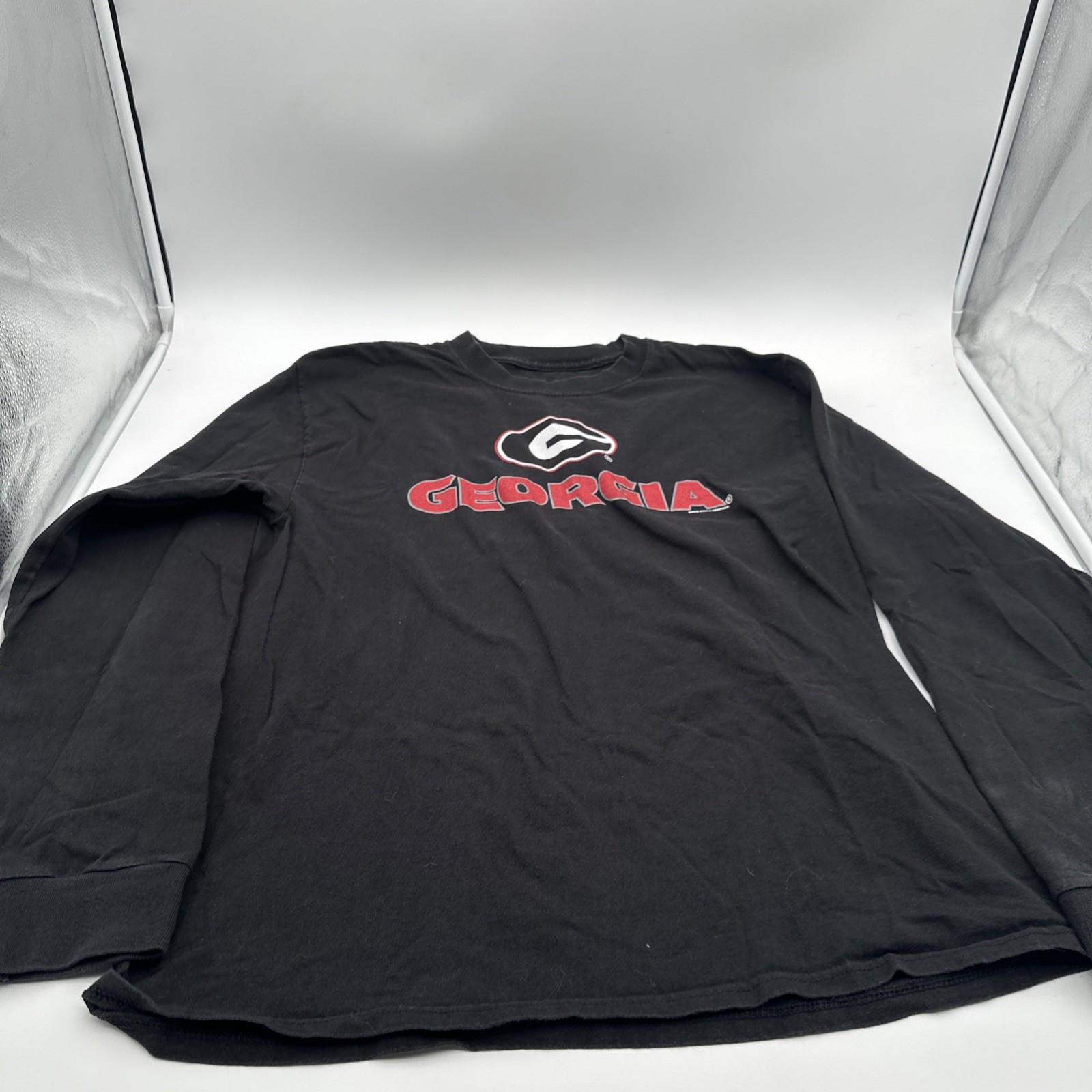 Hanes Men’s Large Black Georgia Bulldogs Long Sleeve Shirt Graphic Print