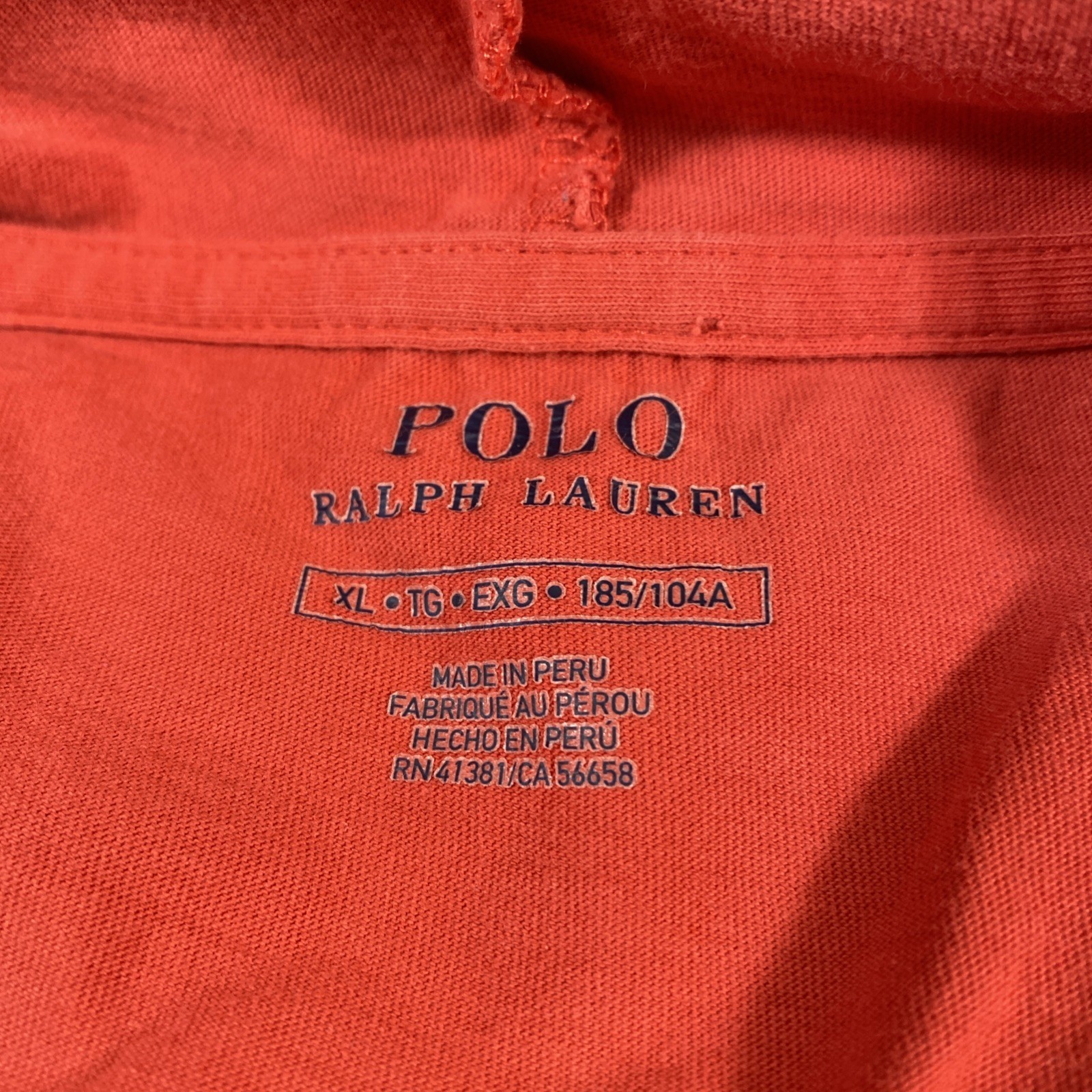 Polo Ralph Lauren Shirt Mens XL Burnt Orange Cotton Long Sleeves Hooded Pullover gallery