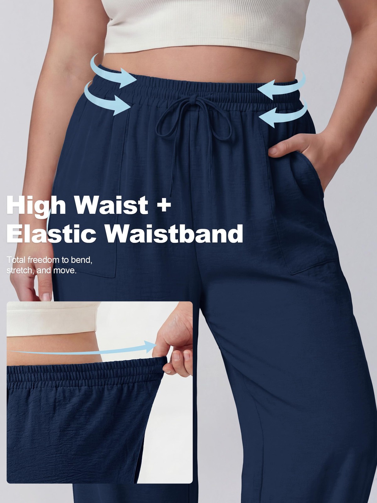 Women's Plus Size Wide Leg Pants Palazzo High Waisted Pants for Women Plus Si... gallery