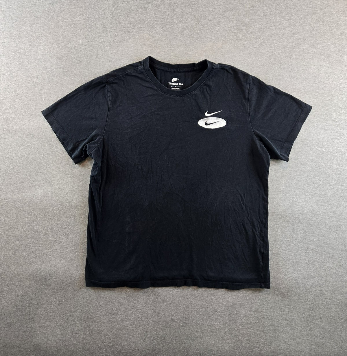 Nike Shirt Mens Large Black DM6341-010 Swoosh Logo Embroidered Tee Skateboard