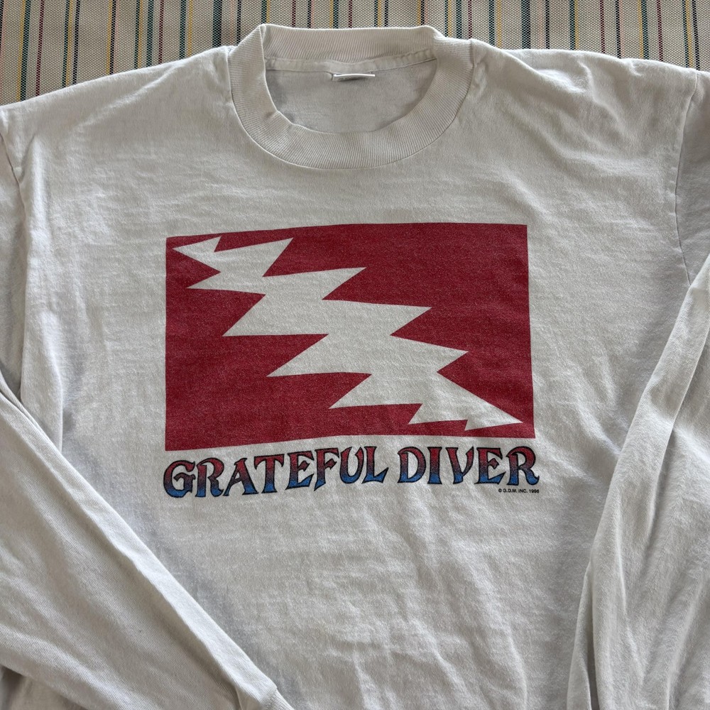Vintage Grateful Diver Shirt Mens Large White 1996 Grateful Dead Coral Forest LS