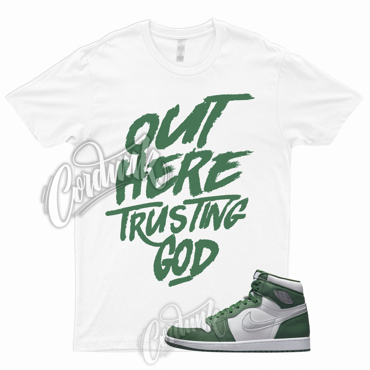 TG T for 1 Retro Gorge Green High Metallic Silver White Shirt To Match Pine