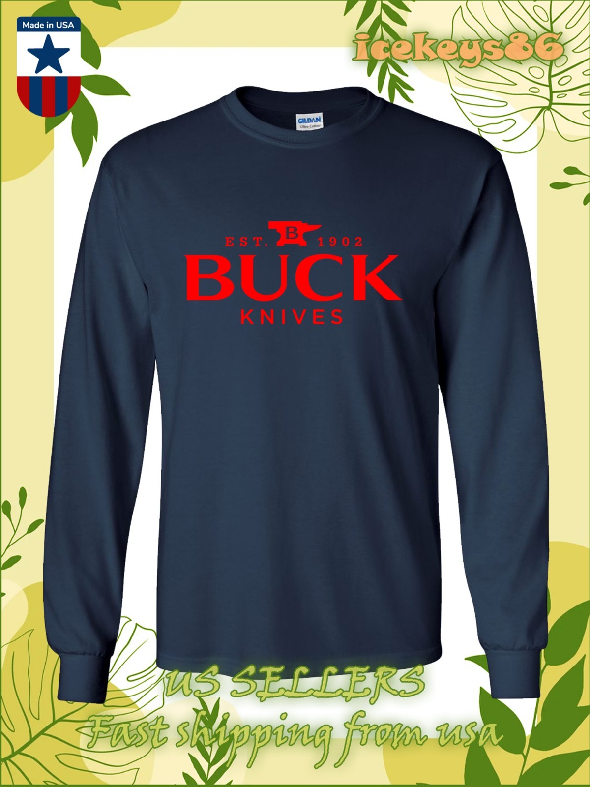 Buck Knives Since 1902 Logo Men's Long Sleeve T-Shirt American Size T-Shirt gallery