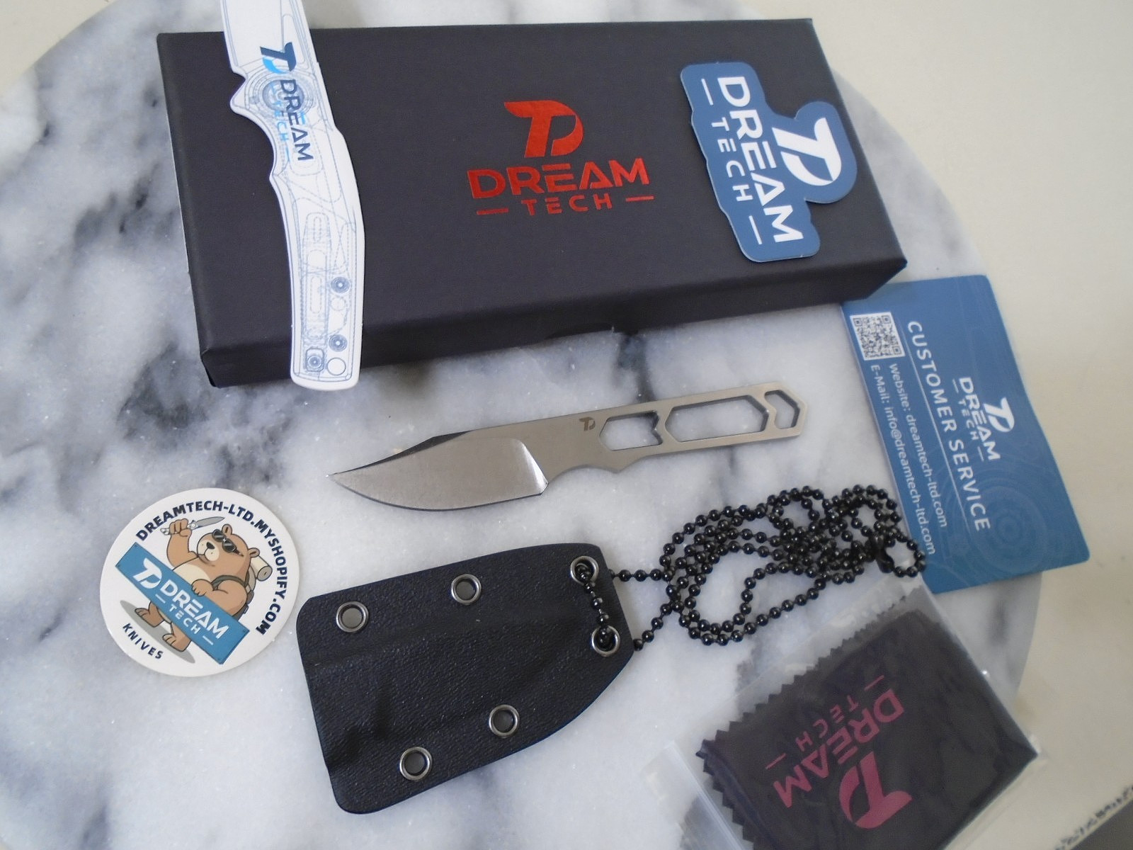 Dreamtech Premium Covert Neck Knife Full Tang D2 Mini Fixed Blade Kydex D4039G