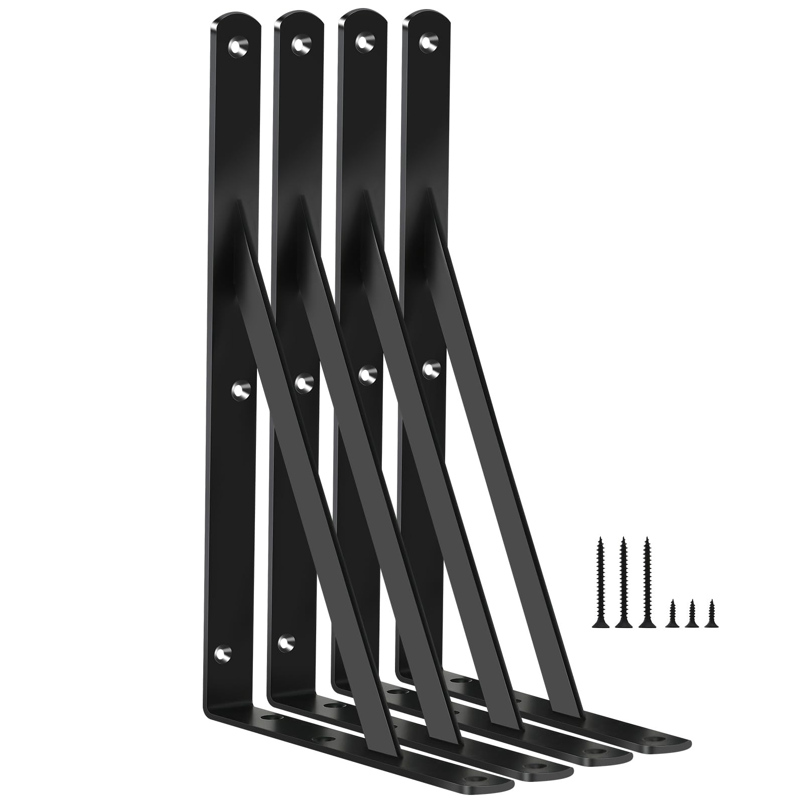 6 Pack L11 x H 8″ Black Heavy Duty Shelf Brackets with Screws Metal Shelf Bra…