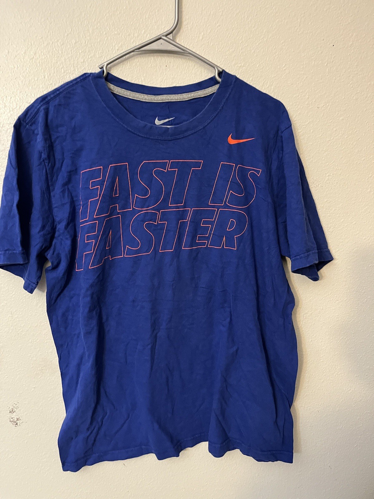 Nike Shirt Mens Large Blue Workout Running Gym Fast Is Faster Run Jog Excercise